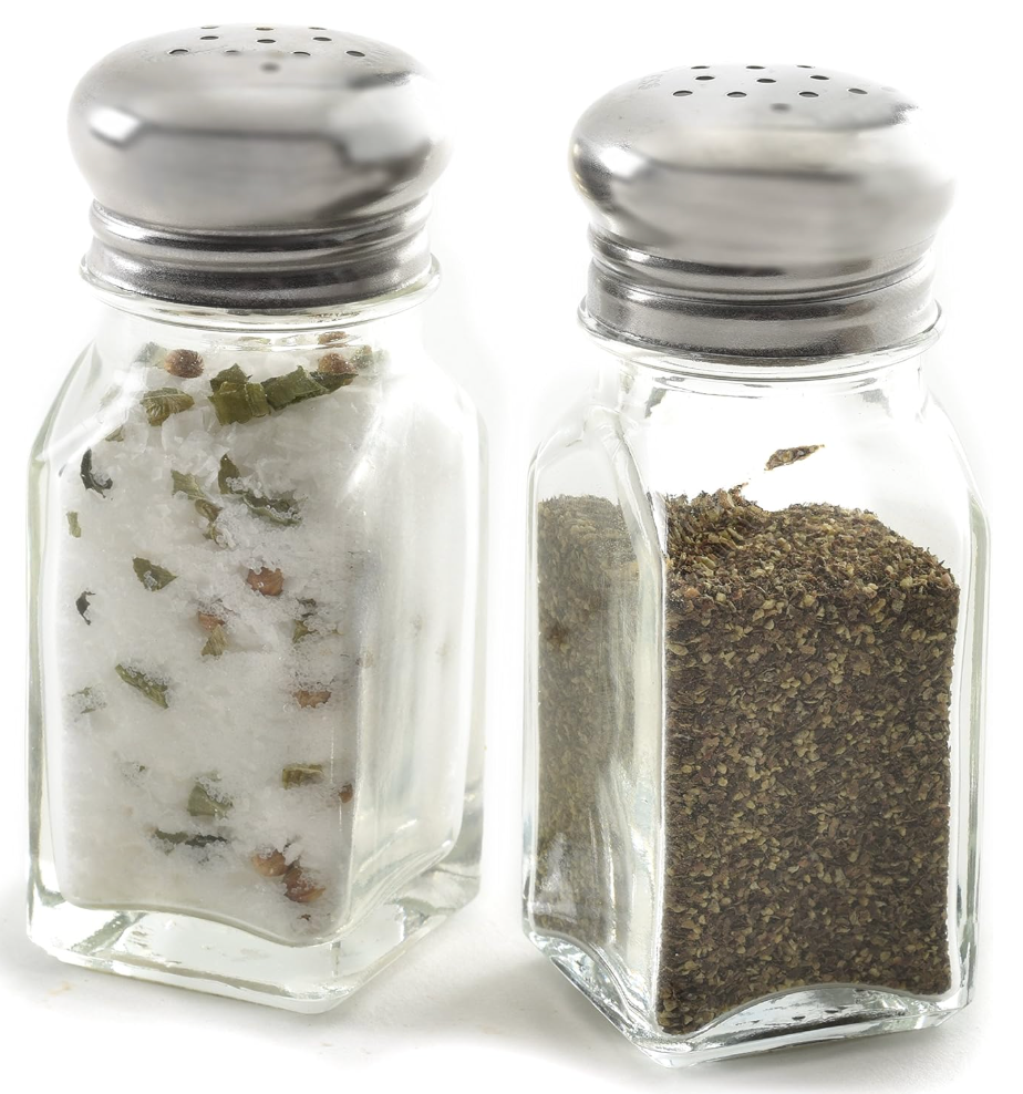 glass salt and pepper shakers